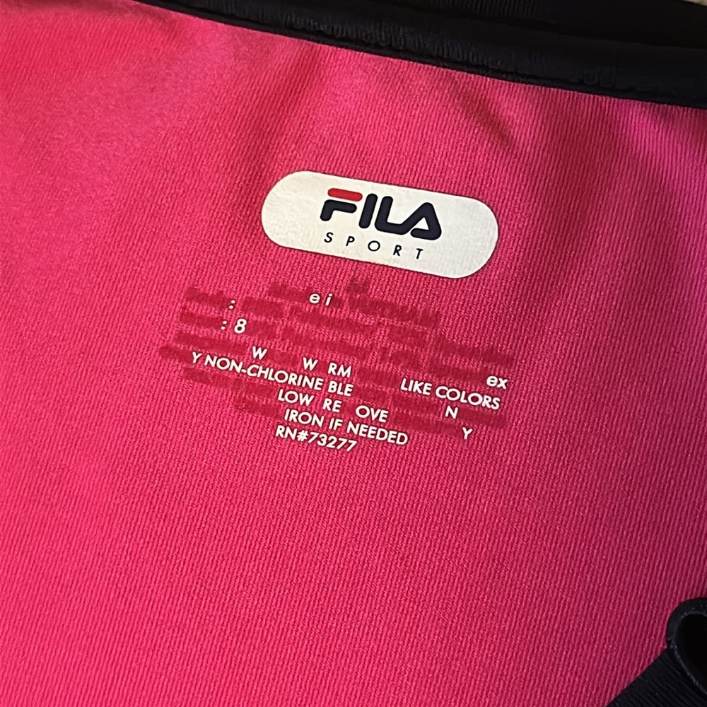 Fila Women's Hot Pink V-Neck Sports Tee Size M EUC - Picture 2 of 5